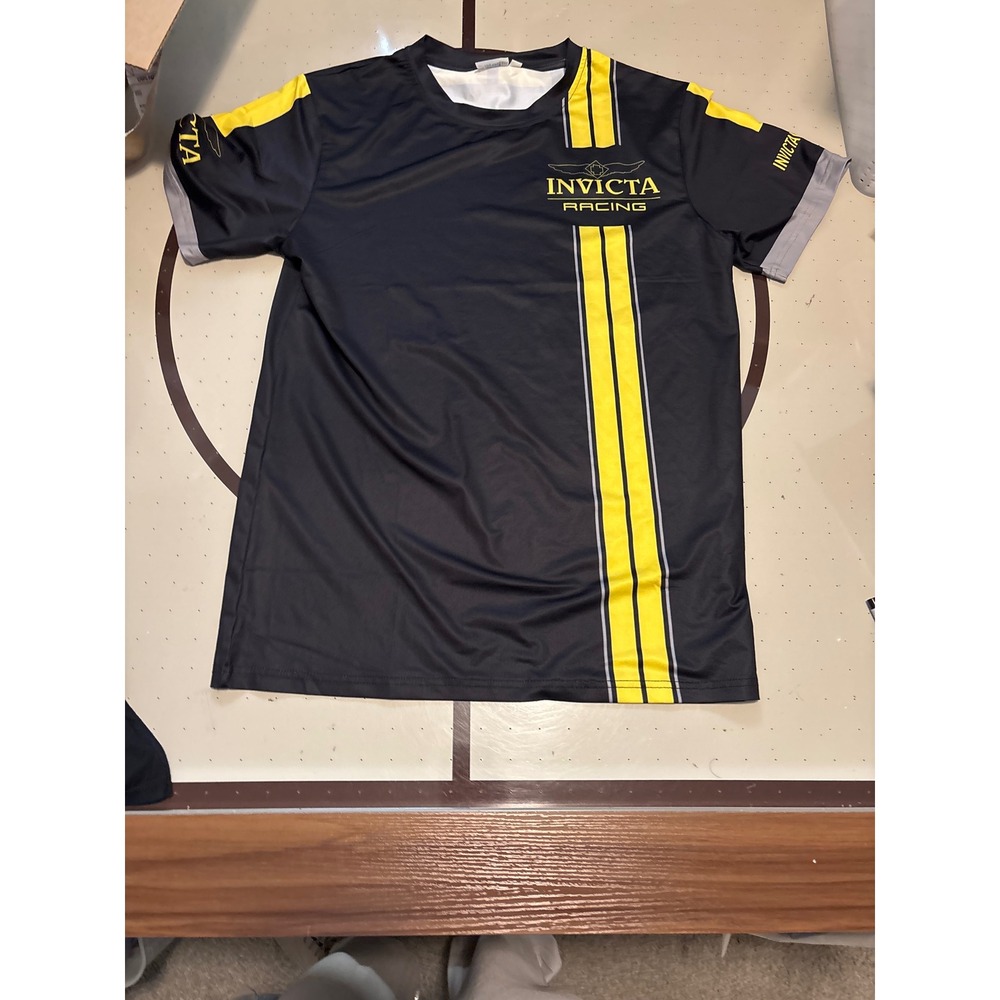 1260 Racing FPS Apparel Mens Medium Black Yellow Striped Performance T-Shirt